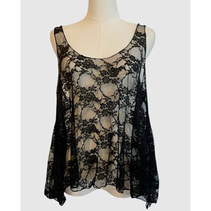 Wet Seal Y2K Mesh Lace  Cami Tank Top XL Whimsigoth Dark Elegance‎ 2000s